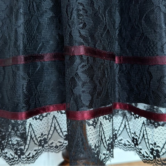 Gunne Sax Black Lace Vintage  Midi Open back Dress with bow - Picture 11 of 12